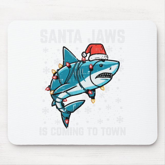 Mousepad Papais noeis de tubarão natalino Tubarão Natal Hom (Frente)