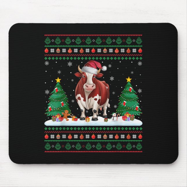 Mousepad Papais noeis De Vaca De Árvore De Natal Doce De Xm (Frente)