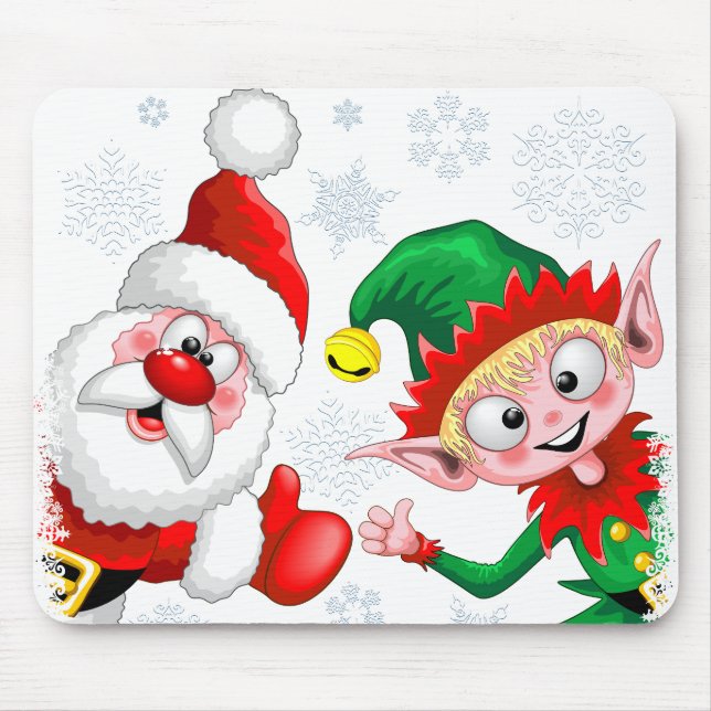 Mousepad Papais noeis e Caracteres de Natal do Elf diminuem (Frente)