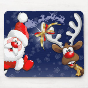 Mousepad Papais noeis e Reindeer Feliz Christmass Happy Car