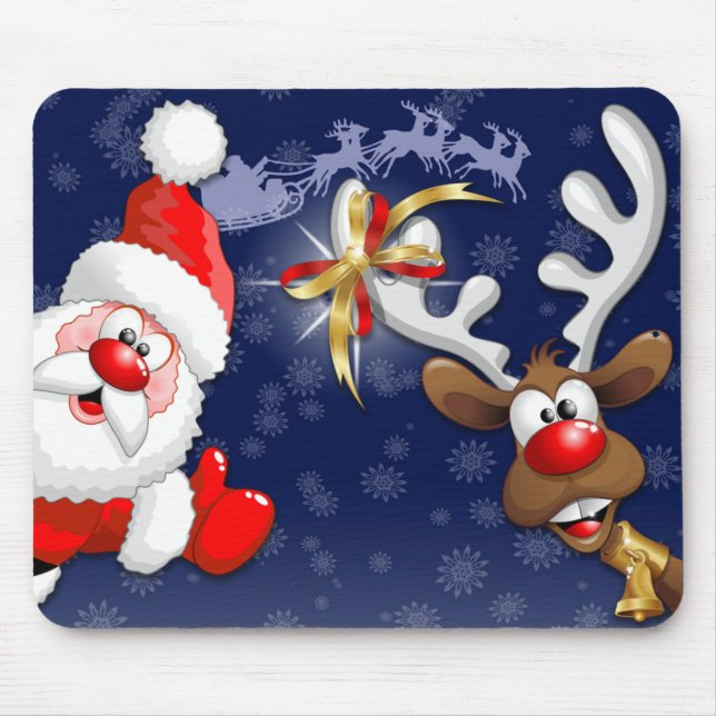 Mousepad Papais noeis e Reindeer Feliz Christmass Happy Car (Frente)