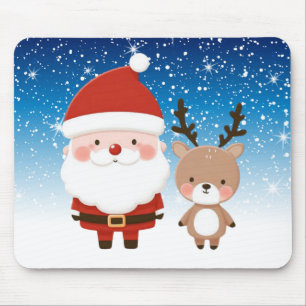 Mousepad Papais noeis e renas de Natal bonitos