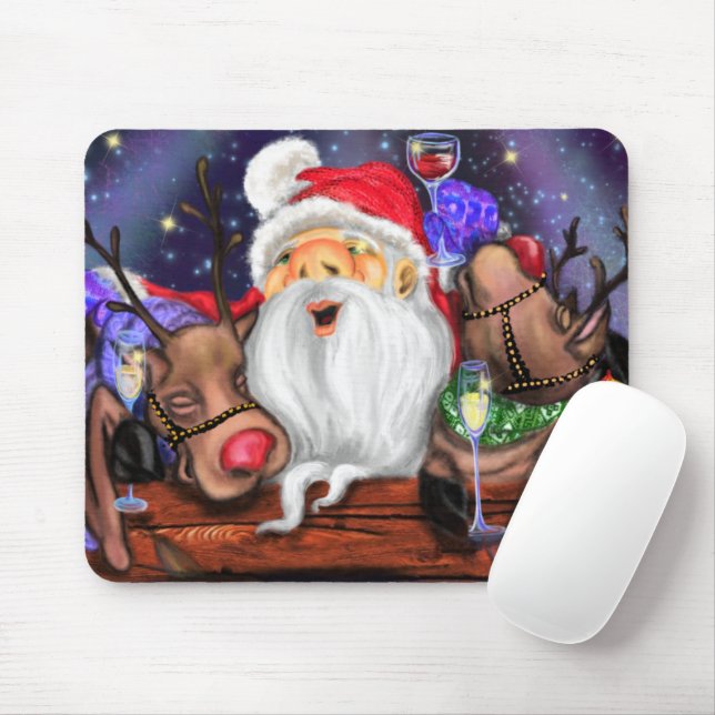 Mousepad Papais noeis e renas de presentes no mouse natalin (Com mouse)