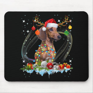 Mousepad Papais noeis Engraçados Dachshund Reindeer Natal C