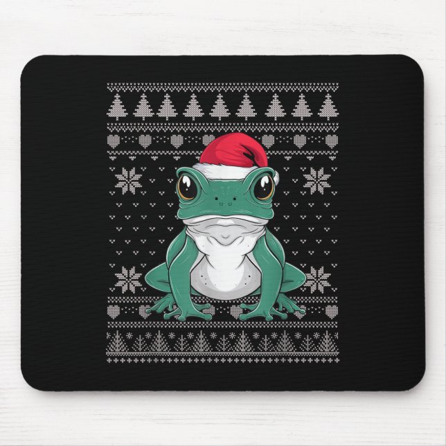 Mousepad Papais noeis Engraçados do Sapo Ison Dart de Natal (Frente)