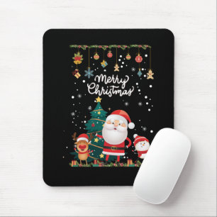 Mousepad Papais noeis engraçados, Snowman, Reindeer Feliz