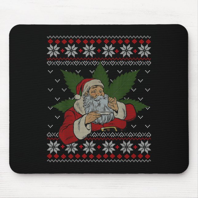 Mousepad Papais noeis Fumando Erva Humor Feliz Natal (Frente)