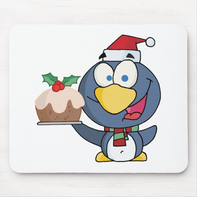 Mousepad Papais noeis Pinguim com Bolo de Natal (Frente)