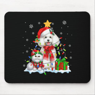 Mousepad Papais noeis Poodle Com Elf Cat Luzes De Natal Pro