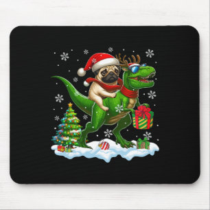 Mousepad Papais noeis Pug Riding Reindeer T-rex Crianças de