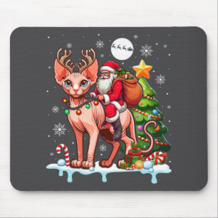 Mousepad Papais noeis Que Andam Rebelde Sphynx Cat Xmas Tre