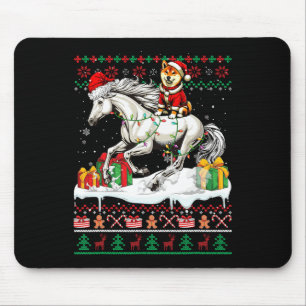Mousepad Papais noeis Shiba Inu Cavalo Andando Suéter de Na