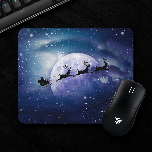 Mousepad Papais noeis Sleigh | Fantasy Galaxy Night Sky (Criador carregado)