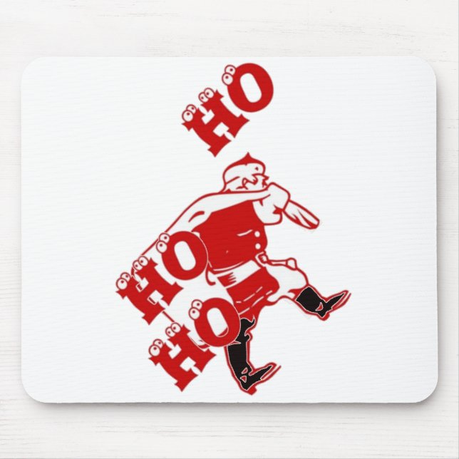 Mousepad Papais noeis vermelhos e brancos caminhando Ho Ho  (Frente)