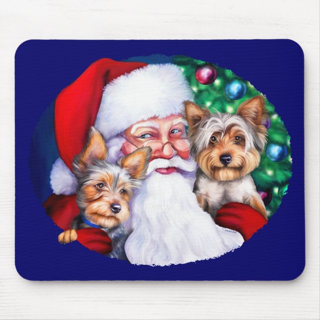 Mousepad Papais noeis Yorkies no Natal (Frente)