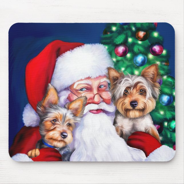 Mousepad Papais noeis Yorkies no Natal (Frente)