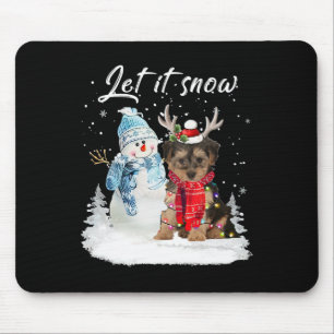 Mousepad Papais noeis Yorkipoo Cão Natal Snowman Xmas Pajam