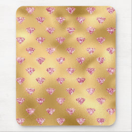 Mousepad Papel alumínio dourado e diamantes de brilho Glam 