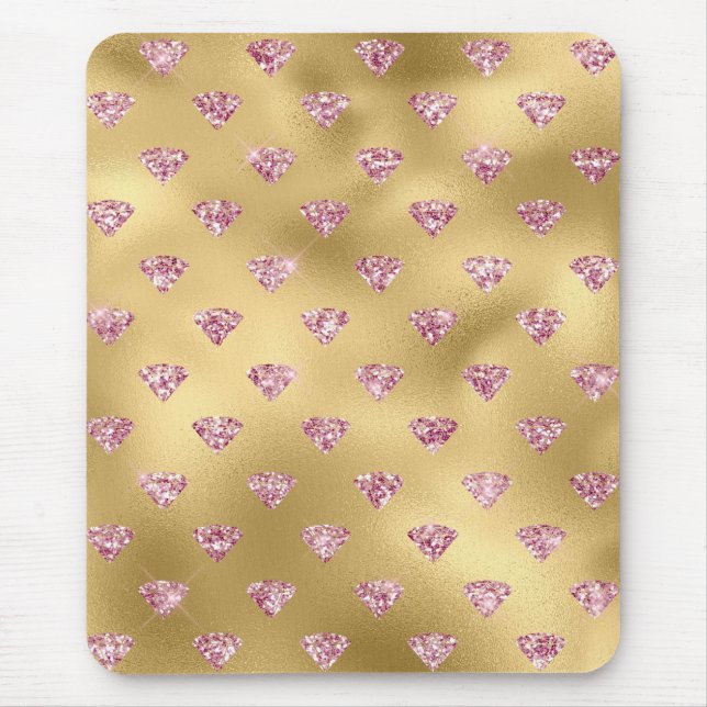 Mousepad Papel alumínio dourado e diamantes de brilho Glam  (Frente)