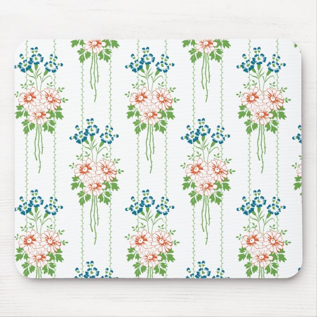 Mousepad Papel de parede barroco com buquê de flores... (Frente)
