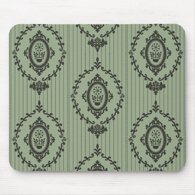 Mousepad Papel de Parede Barroco em Verde (Frente)