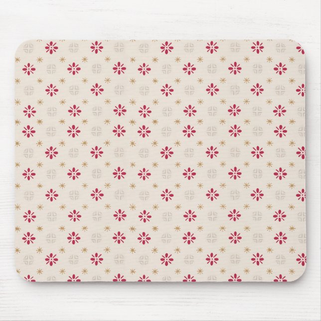 Mousepad Papel de parede Dourado da flor vermelha retrógrad (Frente)