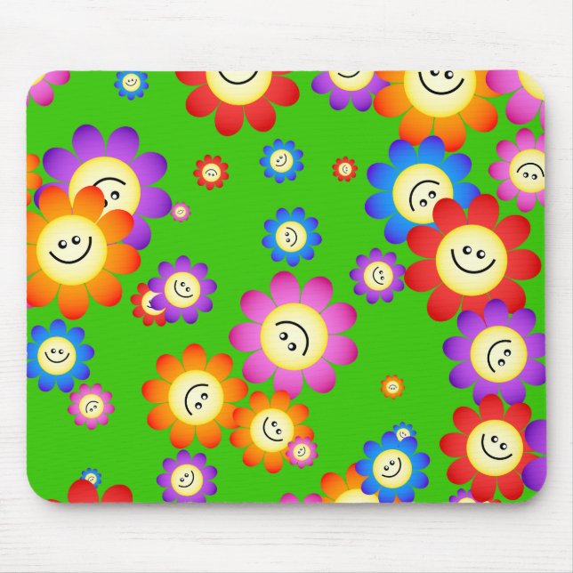 Mousepad Papel de parede feliz das flores (Frente)