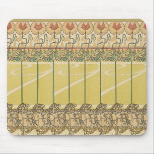 Mousepad Papel de Parede Floral Art Nouveau Alfonse Mucha P