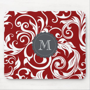 Mousepad Papel de parede floral do monograma elegante do