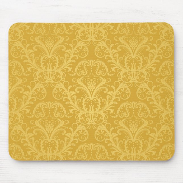 Mousepad Papel de parede floral dourado luxuoso (Frente)