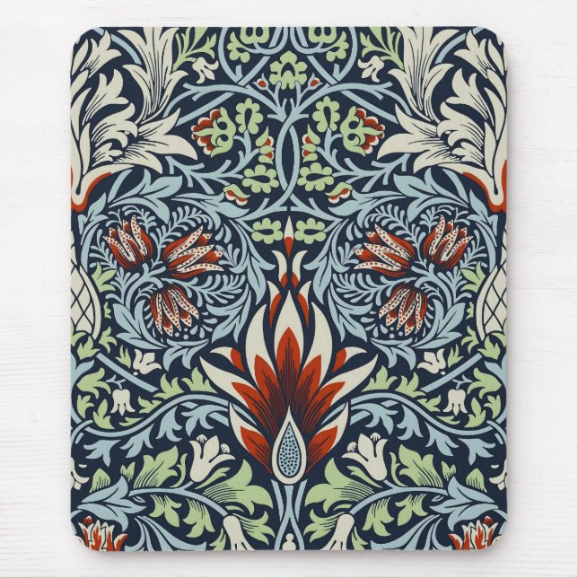 Mousepad Papel de parede floral Morris Navy Blue Snakeshead (Frente)