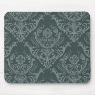 Mousepad Papel de parede floral verde luxuoso do damasco