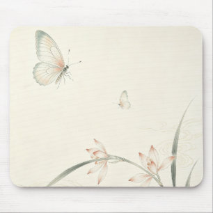 Mousepad Papel de Rato Oriental Gongbi Orquídea Borboleta M
