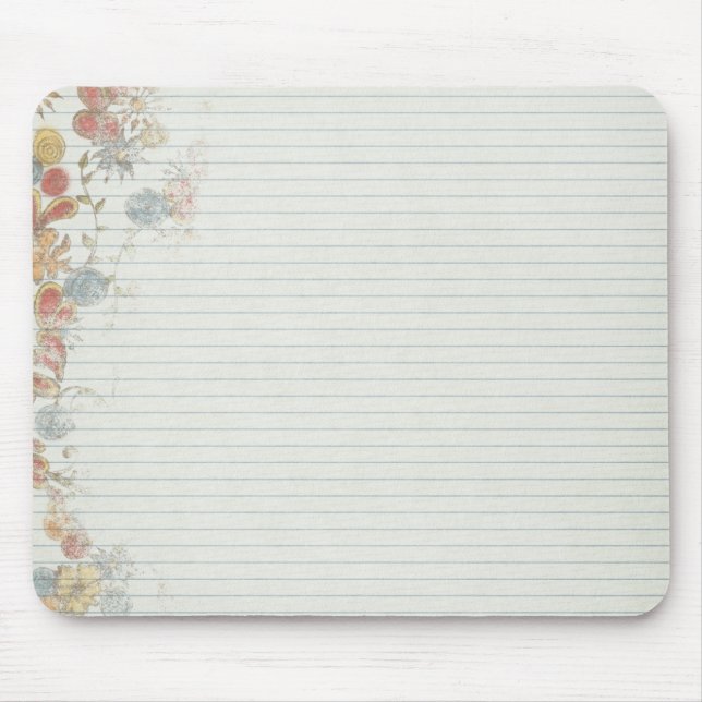 Mousepad Papel do caderno com flor (Frente)