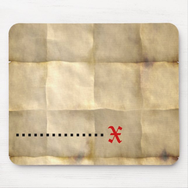 Mousepad Papel velho de pergaminho, mapa do tesouro (Frente)