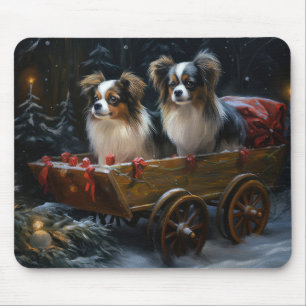 Mousepad Papillon Snowy Sleigh Decoração de Natal