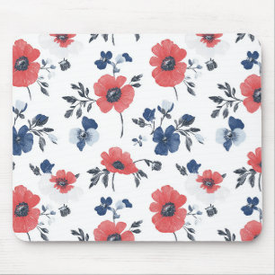 Mousepad Papoula Coral Naval Botânica Floral