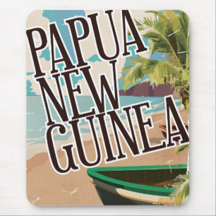 Mousepad Papua-Nova Guiné viagens vintage poster art.