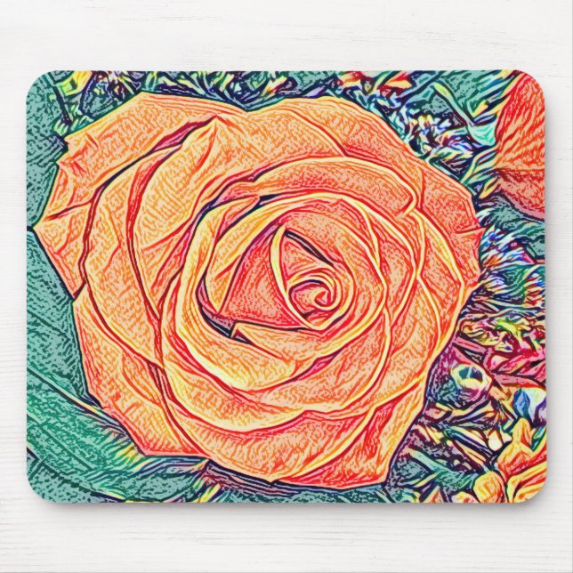 Mousepad Paquaria Rosa aquarela e lápis (Frente)