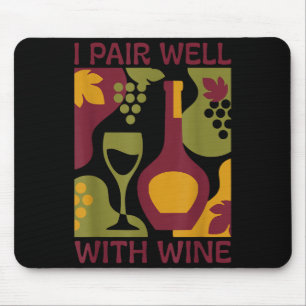 Mousepad Par divertido de vinho retrô abstrato de meados do