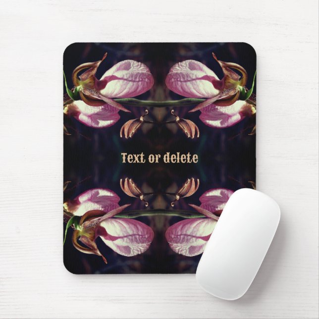 Mousepad Par Orquídea Rosa Selvagem Slipper Pairado Persona (Com mouse)