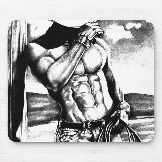 Mousepad Para masculinos, masculinos, musculados, cowboy fi (Frente)
