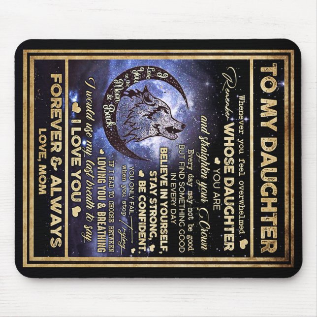 Mousepad Para Minha Filha Wolf Aniversário Presente, Engraç (Frente)