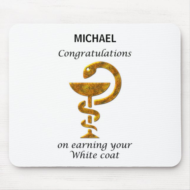 Mousepad Parabéns de Cerimônia de Casaco Branco da Farmácia (Frente)