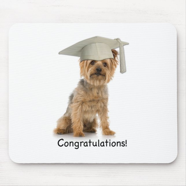 Mousepad Parabéns Yorkie de graduação (Frente)
