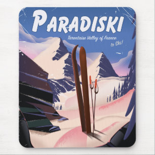 Mousepad Paradiski Tarentaise Valley, França, Ski poster.