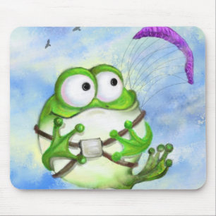 Mousepad Paraglider - Sapo de desenho animado feliz e bonit