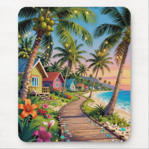 Mousepad Paraíso Tropical Casa de Praia à Beira-Mar Oceano