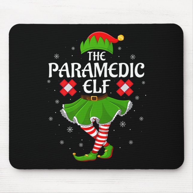 Mousepad Paramedic Elf Christmas Family Girls Women Elf Squ (Frente)
