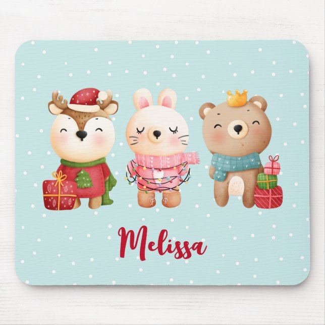 Mousepad Parceiros de Natal - Rebelde, Urso e Coelho (Frente)
